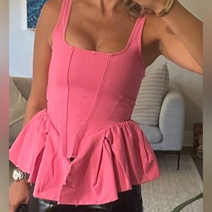 Marques Almeida pink denim corset bustier top UK8 small
